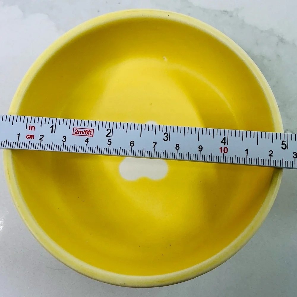 Signature Colorful yellow Bowl 5” X 2” Round Dog Cat Food Water Puppy Kitten Paw